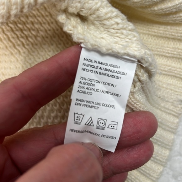 IZOD Vanilla Ice fair isle half zip pullover long sleeve cotton sweater cream M - Picture 5 of 7